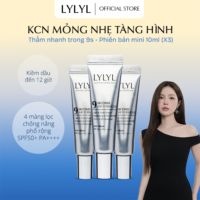 [LUCIE x LYLYL] COMBO 3 Kem Chống Nắng mỏng nhẹ thẩm thấu 9 Giây - Phiên Bản Mini LYLYL 9 seconds Ai