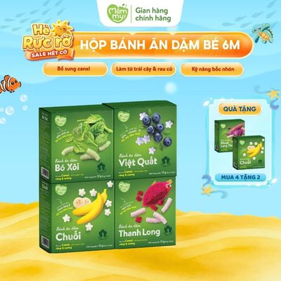 Bánh ăn dặm cho bé Mămmy làm từ rau củ trái cây tự nhiên vị chuối, thanh long, việt quất, bó xôi hộp 12g