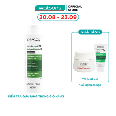 Dầu Gội Vichy Giảm Gàu Cho Da Đầu Dầu Dercos Shampoo Dandruff & Itchy Scalp 200ml
