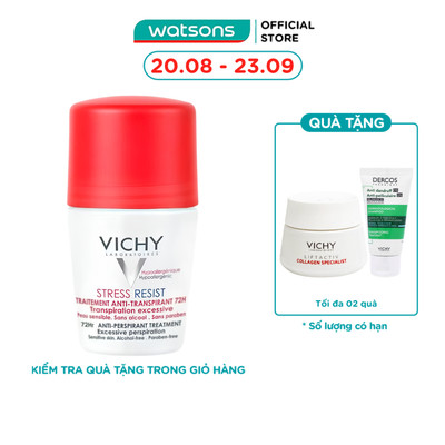 Lăn Khử Mùi Vichy Giúp Khô Thoáng Vùng Da Dưới Cánh Tay 72H 50ml