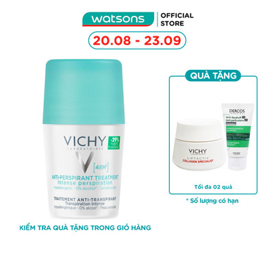 Lăn Khử Mùi Vichy Giúp Khô Thoáng Vùng Da Dưới Cánh Tay 48H 50ml