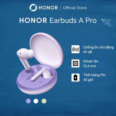 Tai Nghe Honor Earbuds A Pro | Khử Tiếng Ồn Chủ Động | Thời Lượng Pin Lên Đến 42H | Bluetooth 5.3 | Bảo Hành 12 Tháng