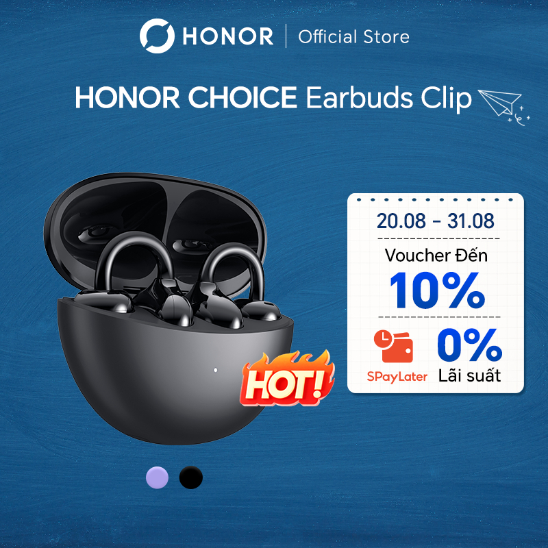 Tai Nghe Bluetooth HONOR CHOICE Earbuds Clip | Chống Bụi & Nước IP54| Cấu Trúc Vòm Cầu Titan | Thời Lượng Pin 36H