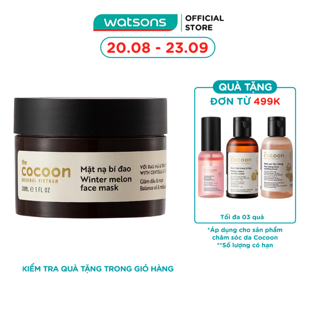 Mặt Nạ Bí Đao Cocoon Winter Melon Face Mask With Centella & Tea Tree 30ml