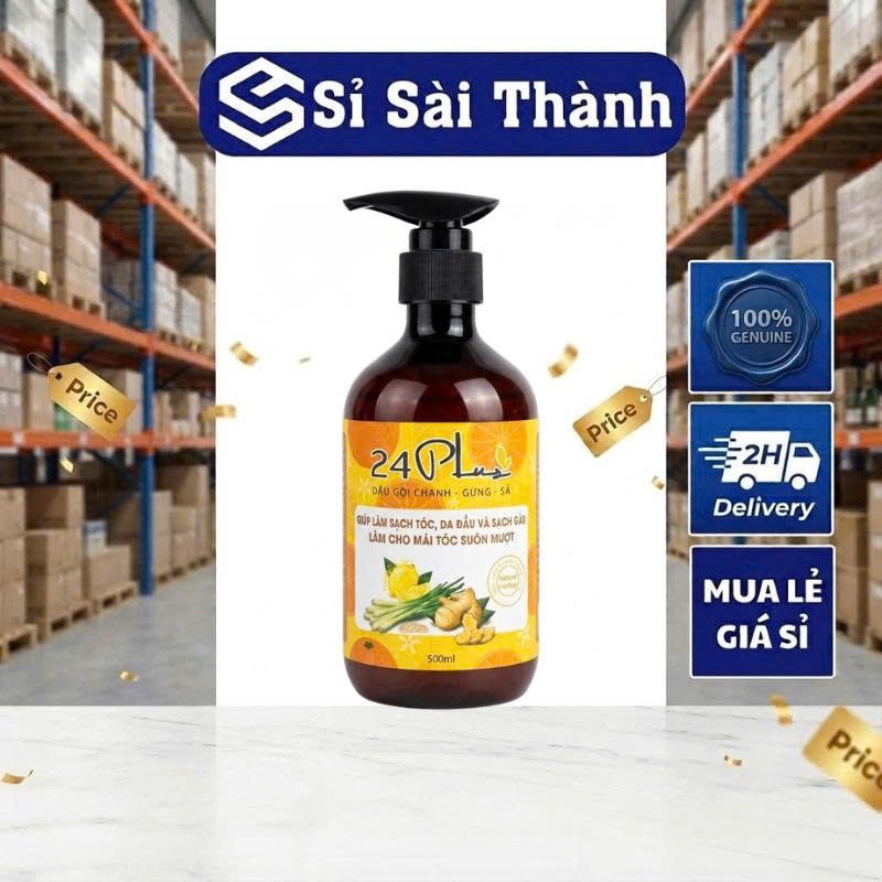 Dầu Gội Chanh Gừng Sả 24Plus 500ml [ NPP Sisaithanh ]