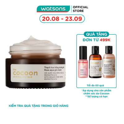 Thạch Hoa Hồng Dưỡng Ẩm Cocoon Rose Aqua Gel Cream Hydrate & Nourish Skin Cấp Ẩm Dưỡng Da 100% Thuần Chay 30ml