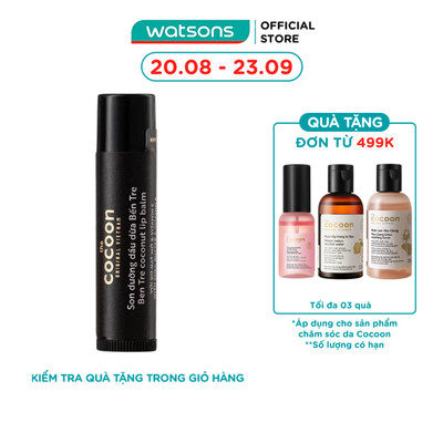 Son Dưỡng Dầu Dừa Cocoon Ben Tre Coconut Lip Balm With Shea Butter & Vitamin E 5g