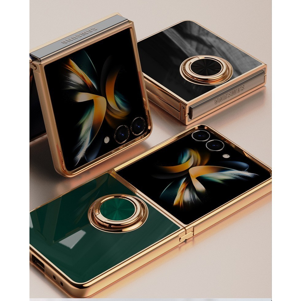 Ốp Lưng Samsung Galaxy Z FLIP 7 / FLIP 7 FE / FLIP 6 / FLIP 5 / Flip 4 Chống Sốc Viền Vàng - BUM STO