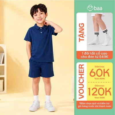 [Đơn 549k nhận 1 đôi vớ] Set polo thể thao bé trai pickleball siêu nhẹ thoáng khí 1-10 tuổi BaaActive SE14N