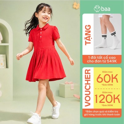 Đầm polo thể thao bé gái siêu nhẹ thoáng mát thấm hút mềm mịn 15-35kg Baababy AD88N