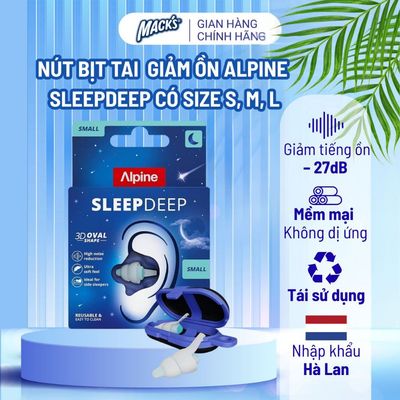 Nút bịt tai ngủ ngon Alpine SleepDeep siêu mềm, êm ái cho nằm nghiêng, tái sử dụng được nhiều lần nhập khẩu Hà Lan