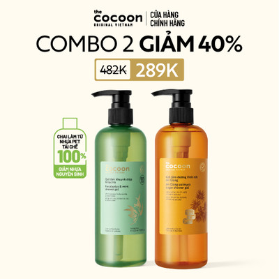 [MUA 2 GIẢM 40%] COMBO Gel tắm khuynh diệp bạc hà 500ml & Gel tắm đường Cocoon 500ml