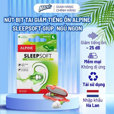 Nút bịt tai ngủ ngon Alpine Sleepsoft siêu mềm, êm ái cho nằm nghiêng, không gây dị ứng, tái sử dụng, nhập khẩu Hà Lan