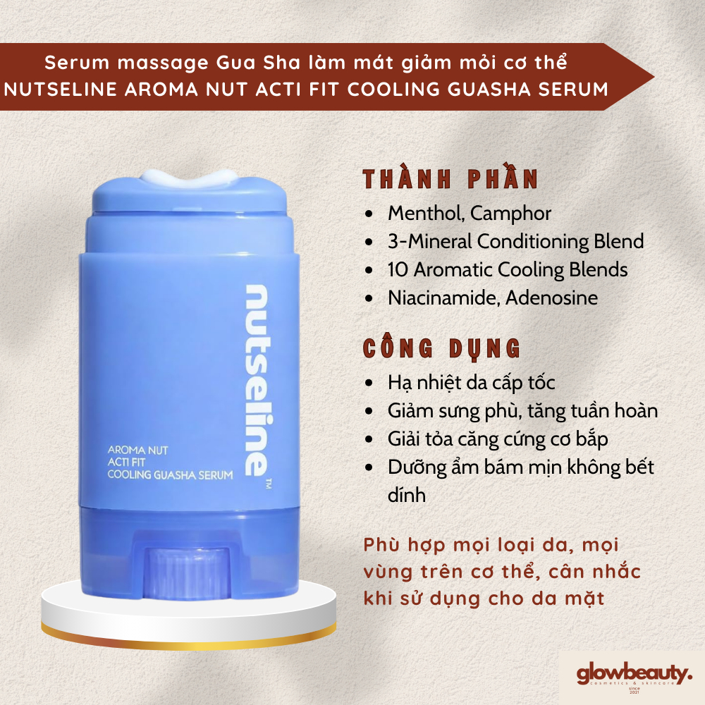 Serum massage Gua Sha làm mát giảm mỏi cơ thể (60ml) NUTSELINE Aroma Nut Acti Fit Cooling Guasha Ser