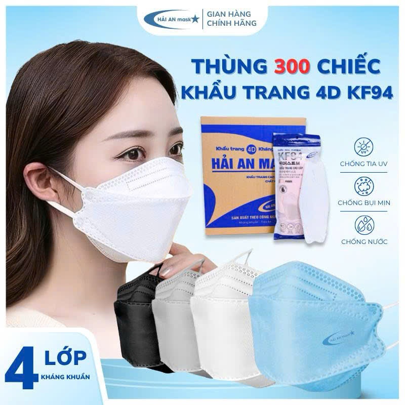 Khẩu Trang KF94 4D HẢI AN MASK, 4 Lớp Chống Bụi Mịn, Tia UV, Form Hàn Quốc