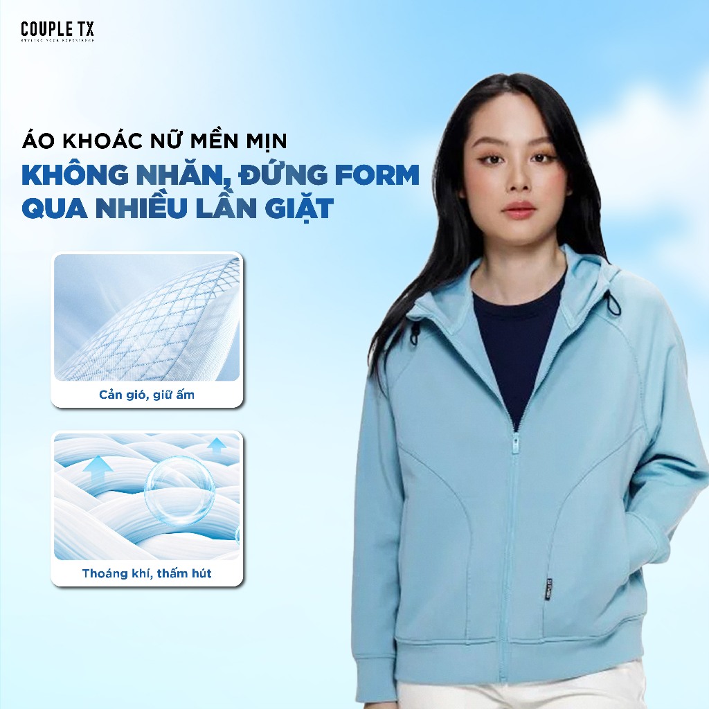 Áo Khoác Nữ Couple TX Vải Nỉ Thun Công Nghệ Airlayer Mềm Mịn Thoải Mái Đứng Form Dáng Rộng WOK 2066