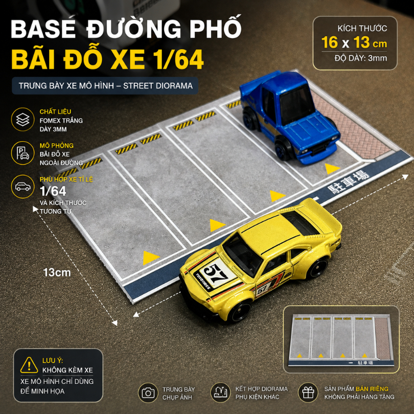 Diorama Gara Xe Mô Hình Bãi đậu xe mô phỏng - tỉ lệ 1:64