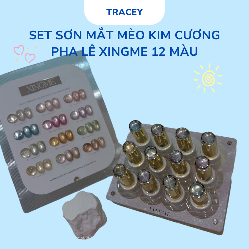 Sơn móng XINGME Nail gel (Sơn mắt mèo kim cương pha lê mịn combo 12 màu - KÈM BẢNG MÀU hãng XINGME