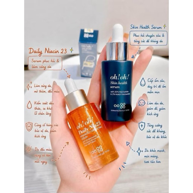 Tinh Chất ohoh Niacinamide 20% & 23%  Daily Nia23 Serum mờ thâm, se khít lỗ chân lông Oh Oh OhOh