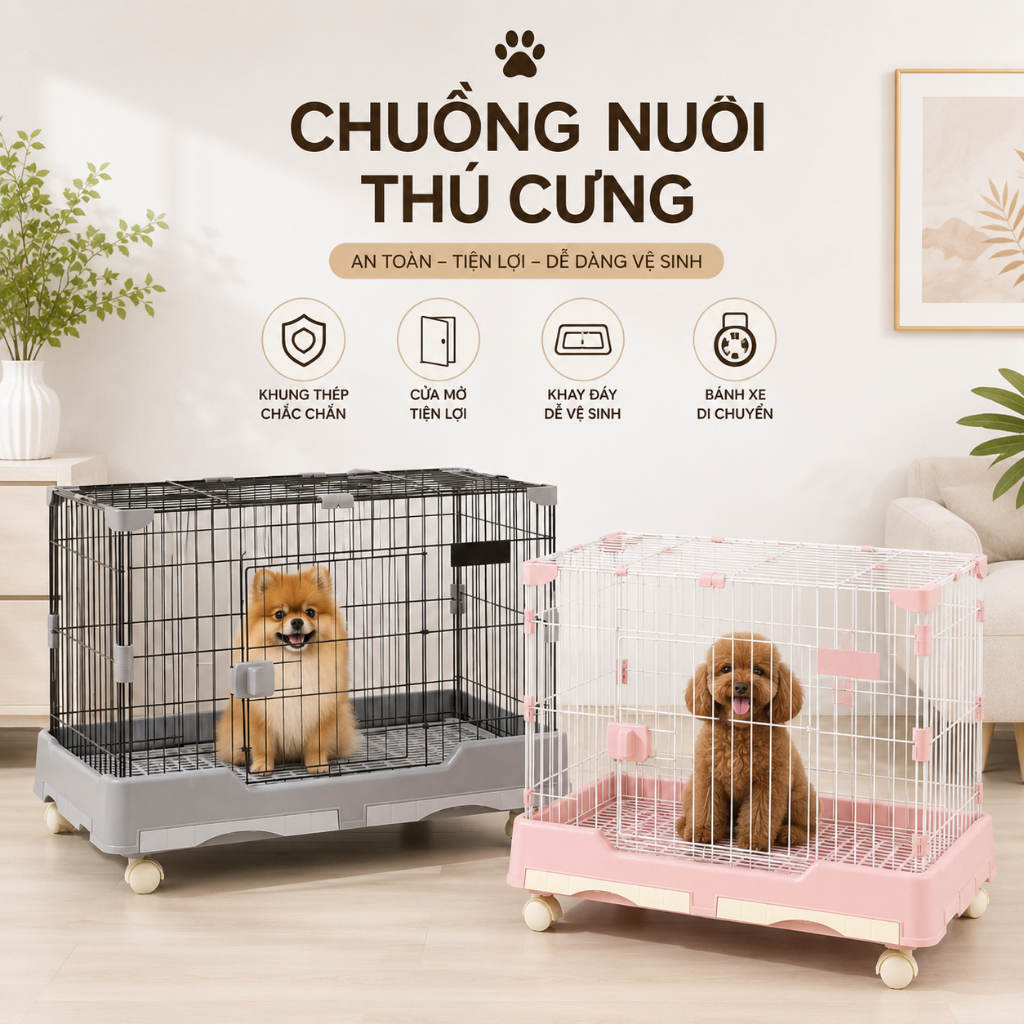 Chuồng đáy nhựa bảo vệ chân cho chó JCB - Paradise Dog&Cat