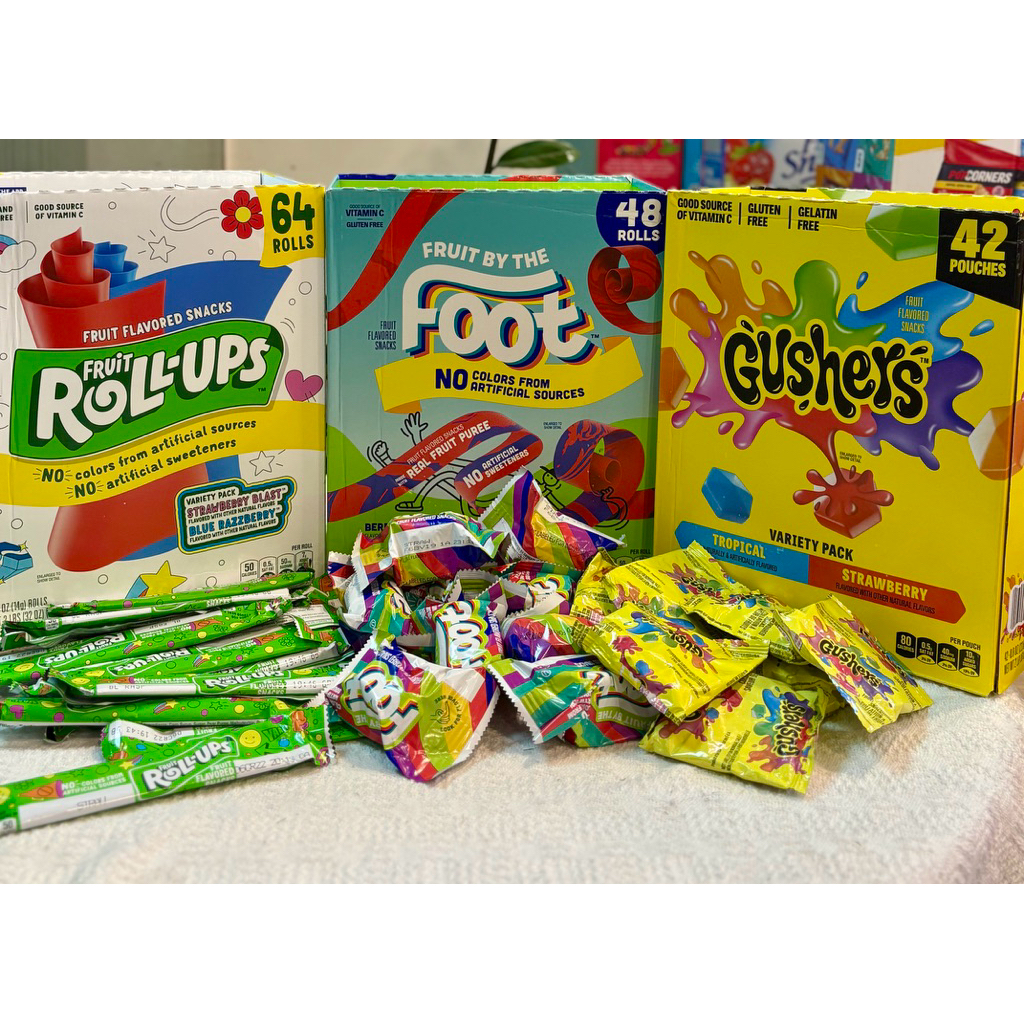 Kẹo dẻo trái cây Mỹ Betty Crocker – Fruit Roll-Ups, Fruit by the Foot & Gushers