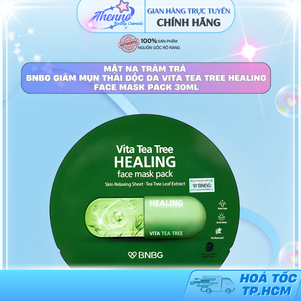 Mặt Nạ Tràm Trà BNBG Giảm Mụn Thải Độc Da Vita Tea Tree Healing Face Mask Pack 30ml
