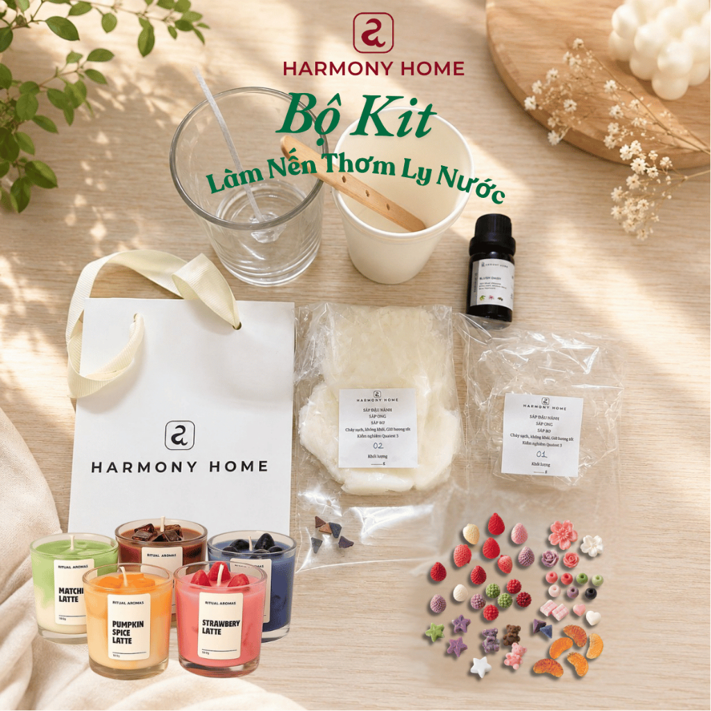 Bộ Kit Làm Nến Thơm Ly Nước [A] Harmony Home – DIY Tự Làm Nến Tại Nhà
