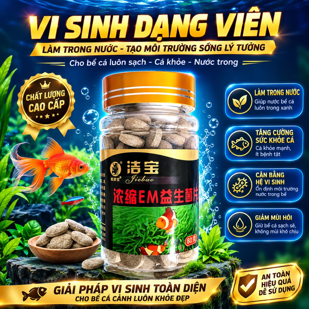Viên vi sinh làm trong nước, khử mùi hôi, tanh, tạo môi trường vi sinh cho bể cá mới - 100 viên