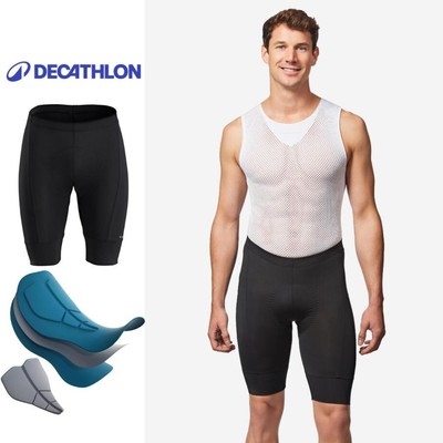 Quần short đạp xe đường trường essential cho nam đen DECATHLON triban mã 8542910