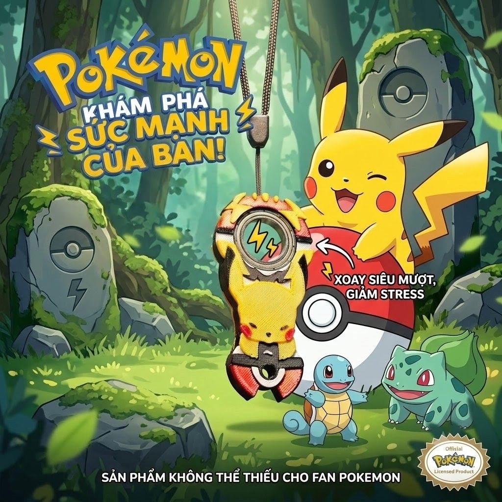 Keyrambit Pokemon Pikachu - Móc khoá xoay keyrambit xả stress - chất liệu cao cấp