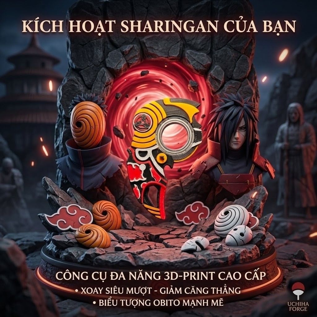 Keyrambit Obito Naruto - Móc khoá xoay keyrambit xả stress - chất liệu cao cấp