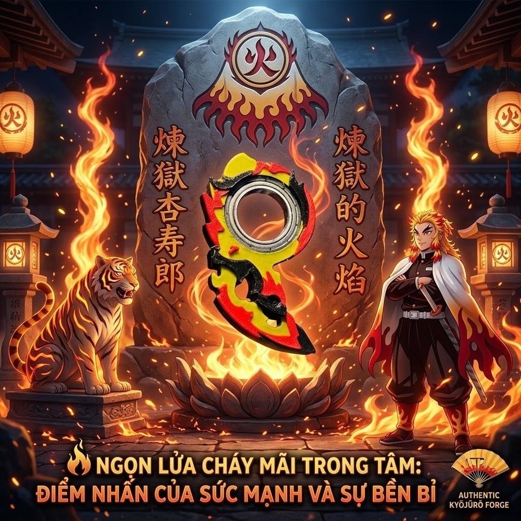 Keyrambit Rengoku KNY - Móc khoá xoay keyrambit xả stress - chất liệu cao cấp