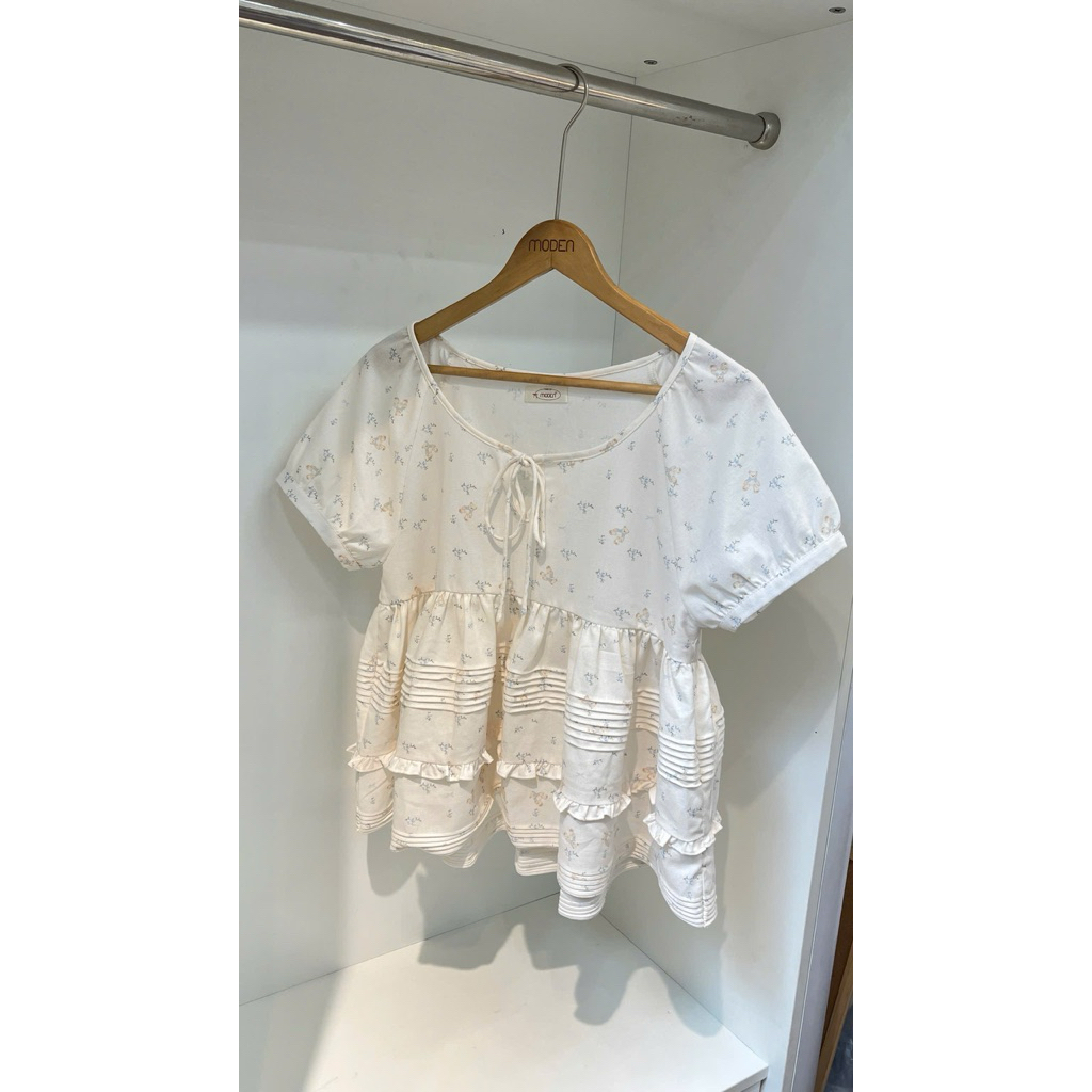 MODEN - Áo Babydoll cổ U Mocha