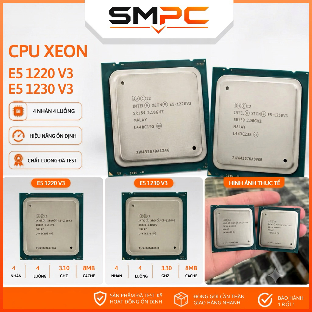 CHIP, CPU Intel xeon 1220V3, 1230V3 - Bảo Hành 2 Tuần 1 Đổi 1