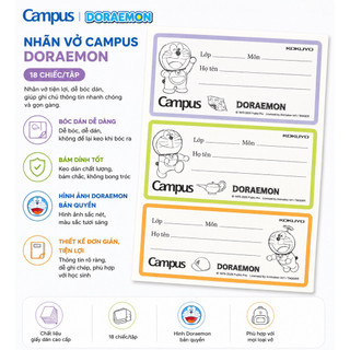 Combo 2/3 tập Nhãn vở nhỏ gọn Campus Doraemon 35x75mm (18 chiếc/tập)