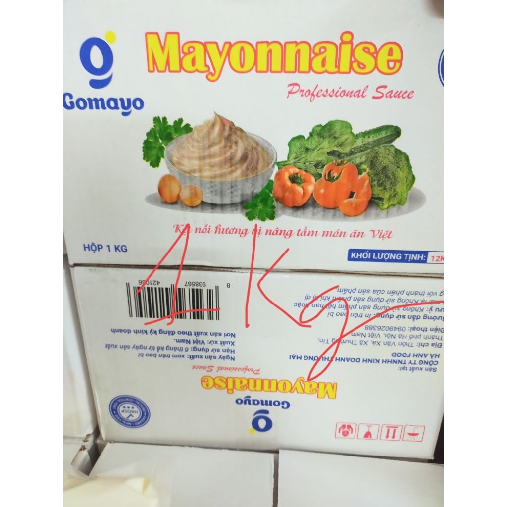 Sốt Mayonnaise GOMAYO 1 thùng 12kg loại 1kg