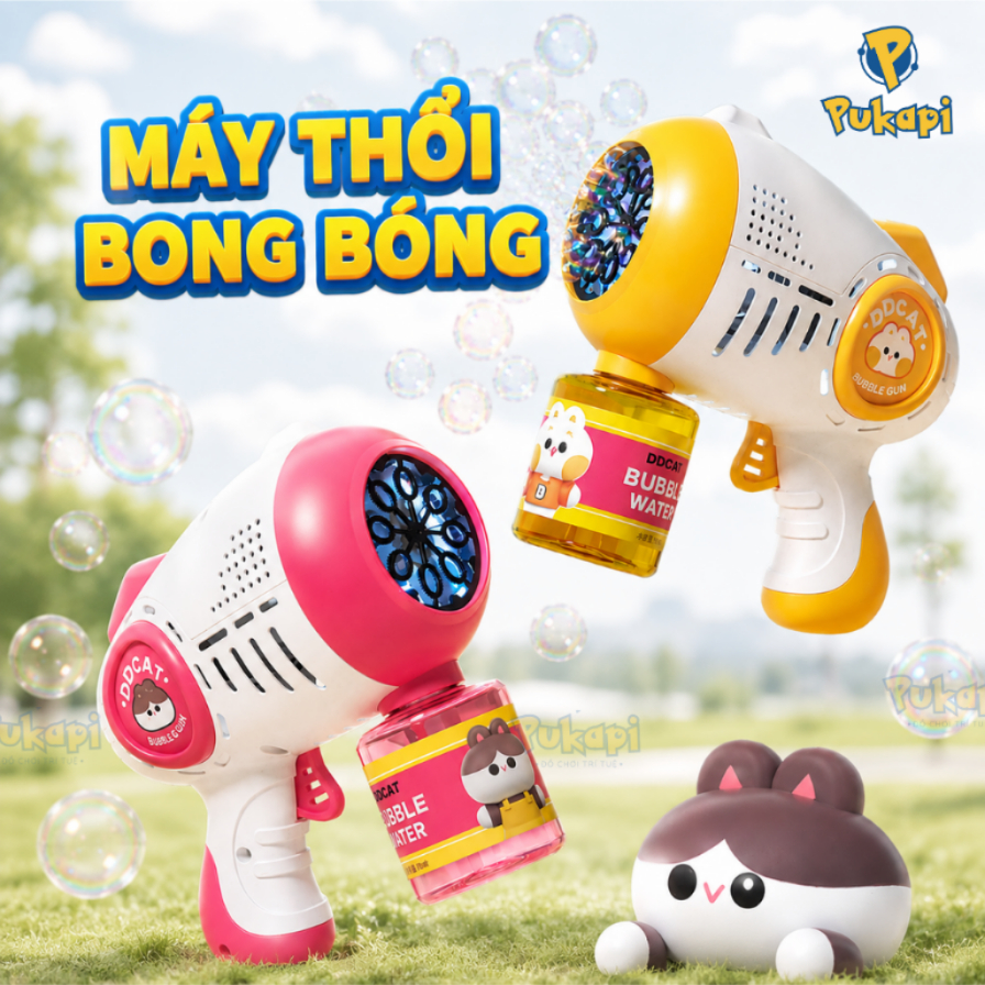 Súng Bong Bóng Xà Phòng Gấu Có Đèn Súng Bắn Bong Bóng Bắn Bong Bóng Xà Phòng Ngoài Trời - Đồ Chơi Ch
