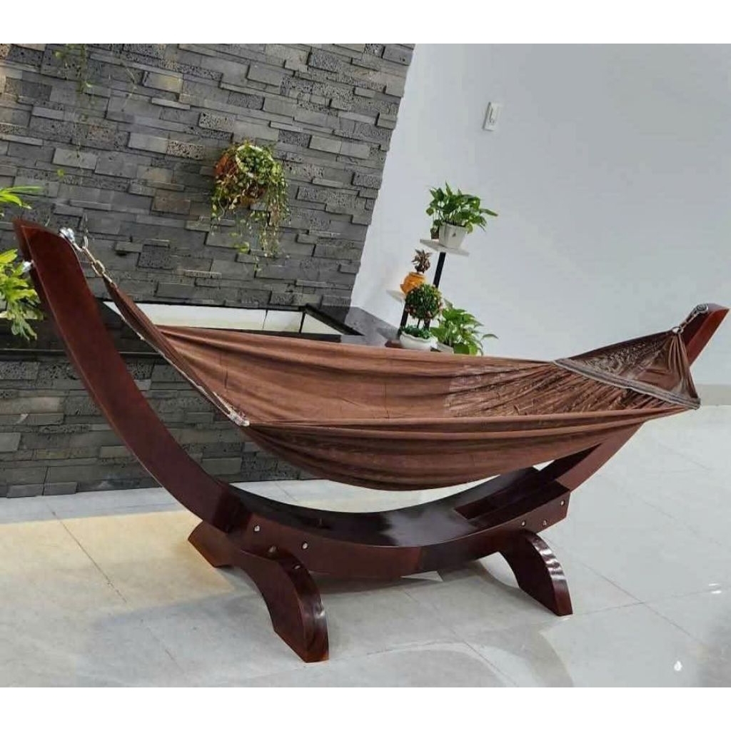 Giá Võng Gỗ Bán Nguyệt Gỗ Xà Cừ Nguyên Khối 2m4, Khung Võng Gỗ Cao Cấp Chắc Chắn Chịu Lực 200kg
