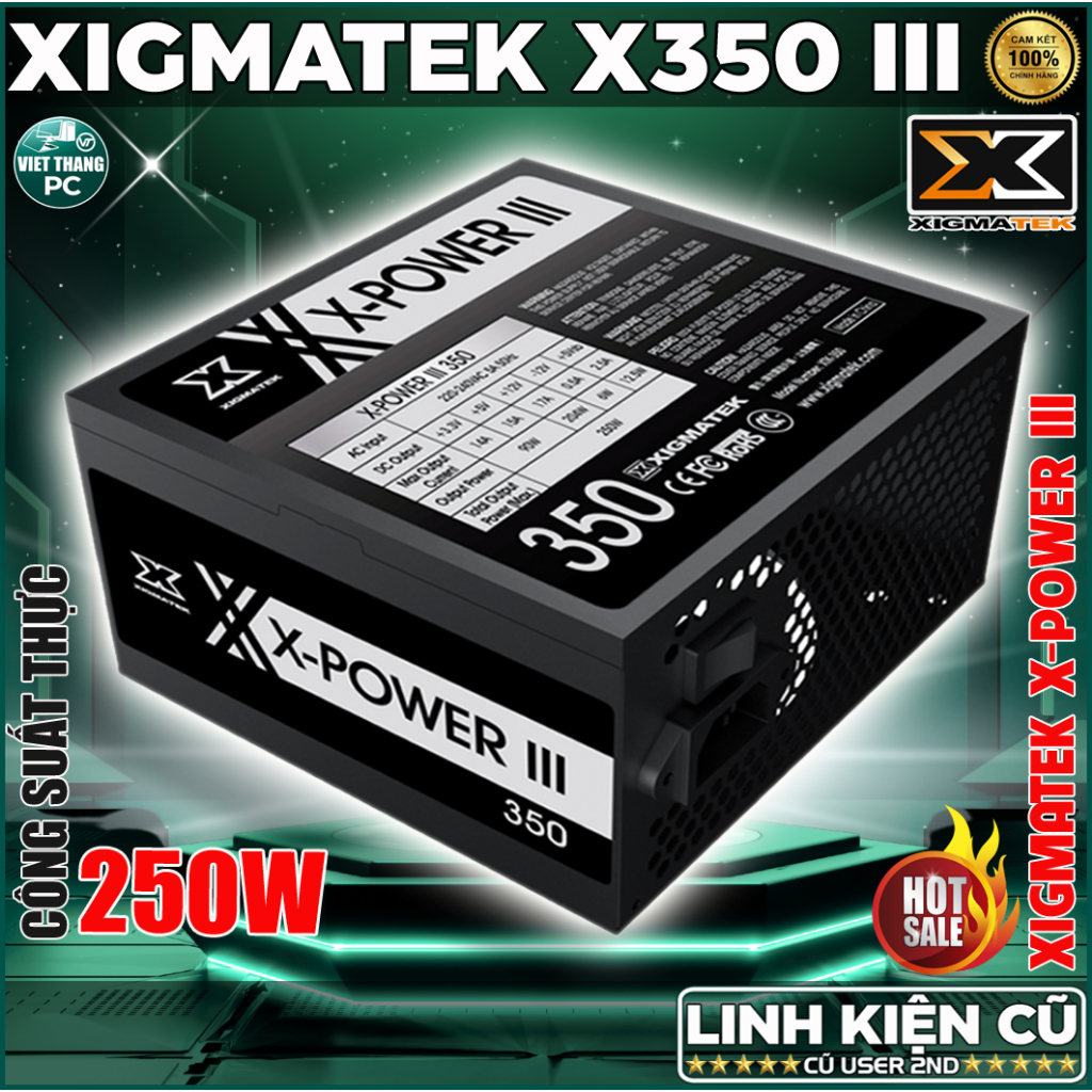 Nguồn máy tính Công suất thực Xigmatek X-POWER III X350 250W Cũ đã qua sử dụng ( Cũ - 2ND )