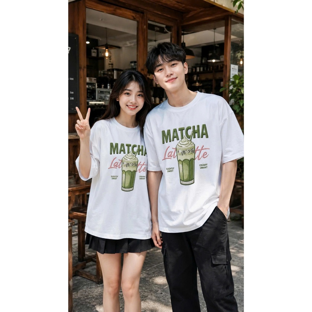 Áo Thun Unisex Matcha Latte Form Rộng Cotton|Áo Phông Nam Nữ Oversize In Hình TràXanh Matcha Cá Tính
