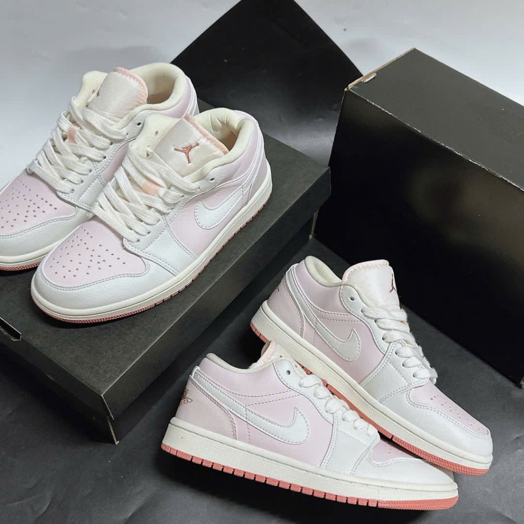 Giày White Pink Low Cut Giày Thể Thao Nữ nK Jor Trắng Hồng Đi Học Đi Chơi Tặng Box