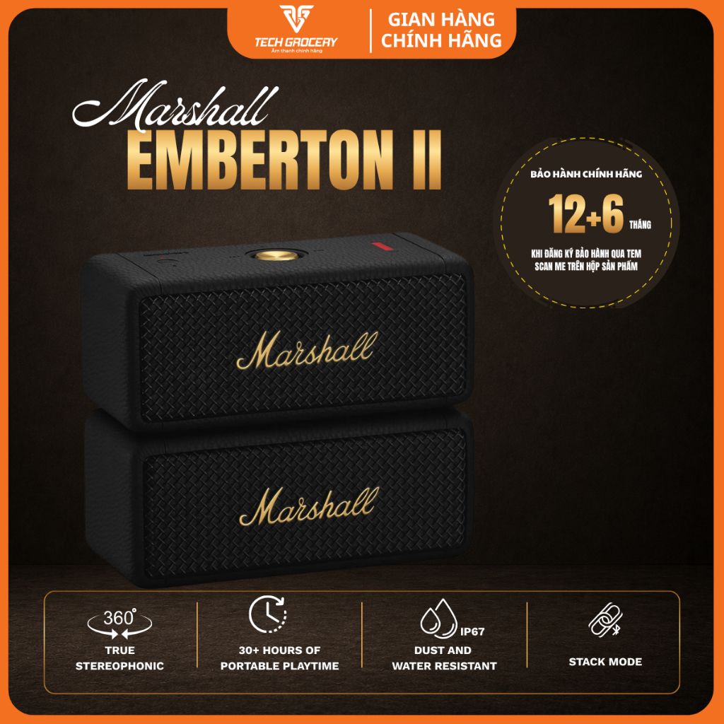 [ Emberton 2 ] Loa Bluetooth Marshall Emberton II - Hành Chính Hãng ASH Phân Phối