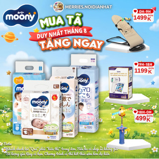 Tã bỉm moony natural dán/quần nb62/s58/m46/l38/l36/xl32