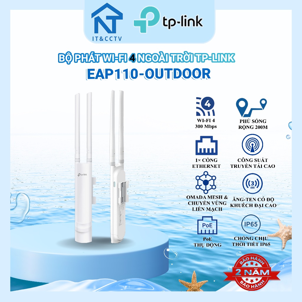 TP-Link EAP110-Outdoor EAP225-Outdoor – Access Point WiFi Ngoài Trời 300Mbps/AC1200 MU-MIMO Gigabit