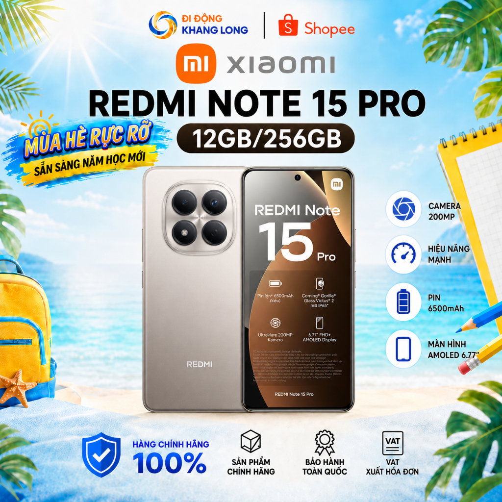 Điện thoại Xiaomi Redmi Note 15 Pro 8GB/256GB l 12GB/256GB - Tặng kèm đế Xoay Ava+ chính hãng.