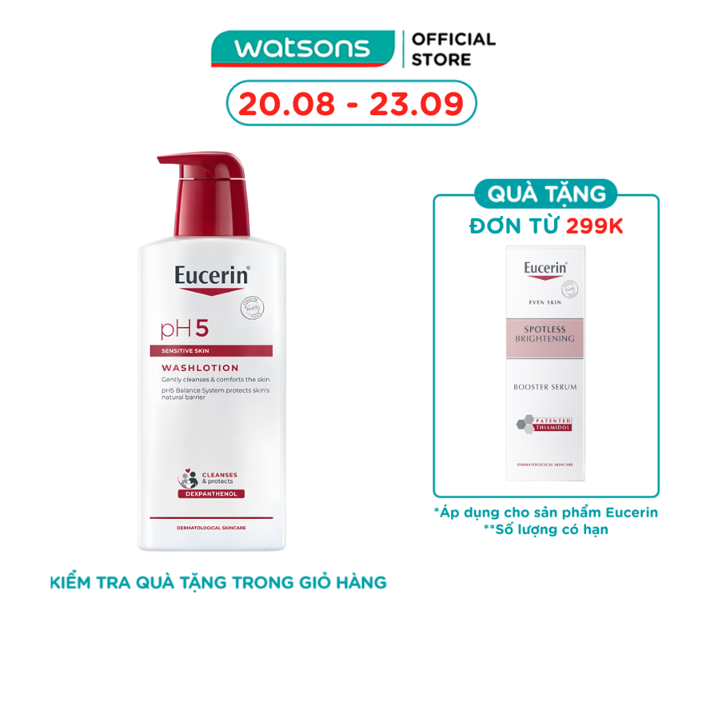 Sữa Tắm Eucerin Nhẹ Nhàng Làm Sạch Dành Cho Da Nhạy Cảm pH5 400ml