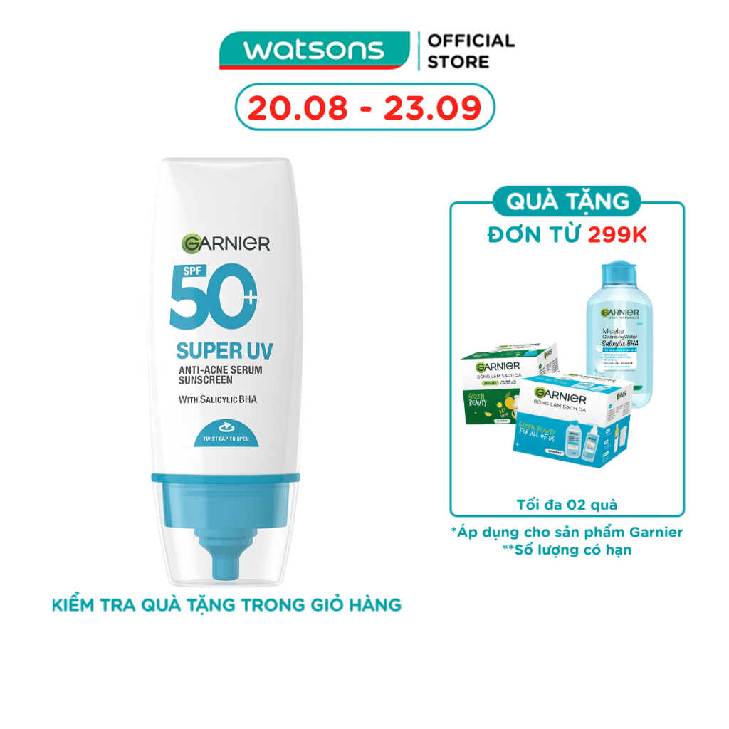 Kem Chống Nắng Garnier Super UV Anti-Acne Serum Sunscreen SPF50+ PA++++ 30ml