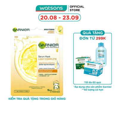 Mặt Nạ Garnier Serum Mask Light Complete Brightening Hydration Tinh Chất Chanh Yuzu & Vitamin C 28g