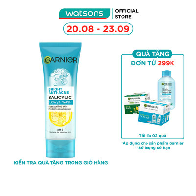 Sữa Rửa Mặt Giảm Mụn Garnier Bright Anti-Acne Salicylic Low pH Wash 100ml