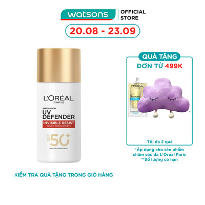 Sữa Chống Nắng Phổ Rộng L’Oreal Paris UV Defender Invisible Resist Fluid SPF 50+ PA++++ 50ml